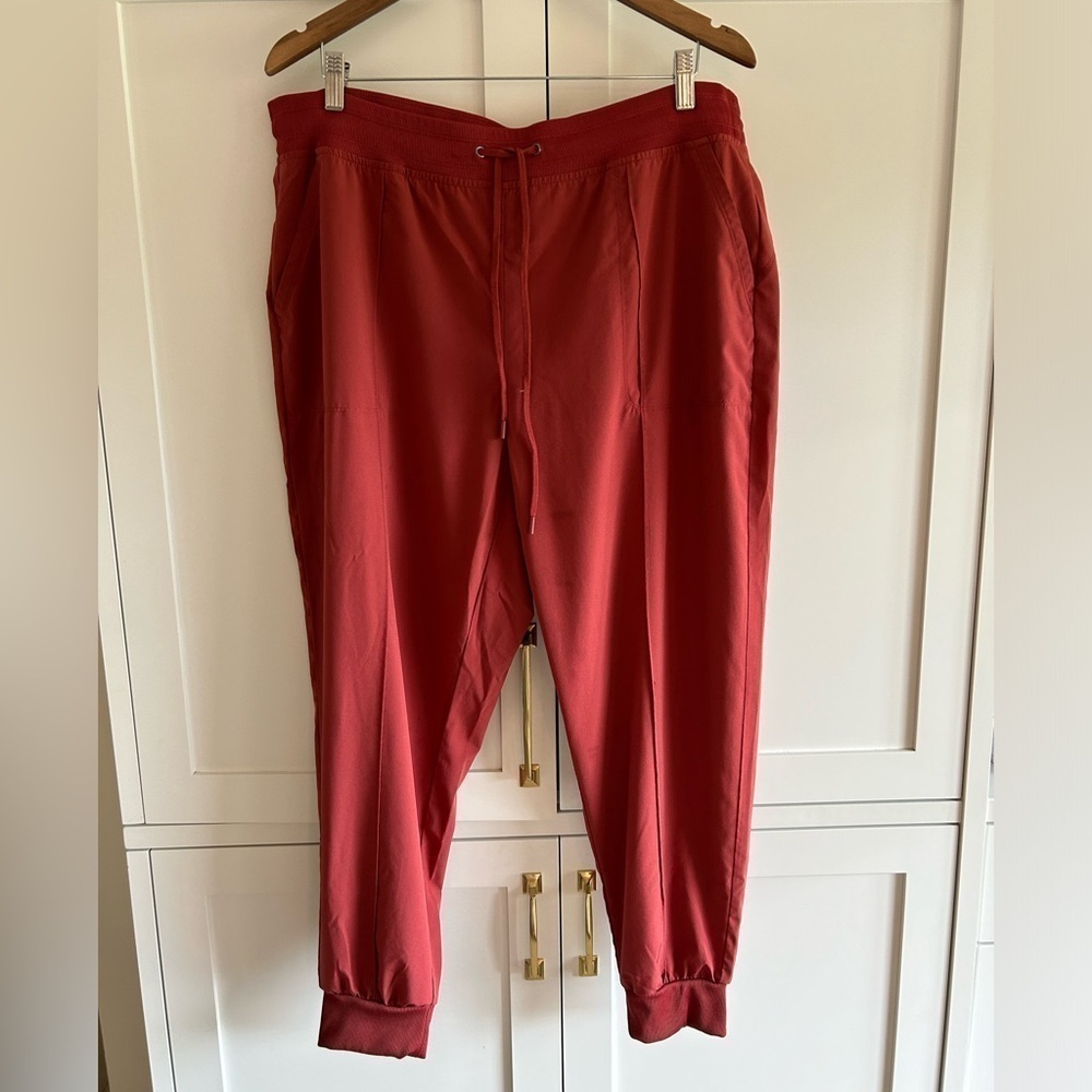 Hyba Pull On Jogger Pants Drawstring Cuffs Lightweight Coral Plus size XXL